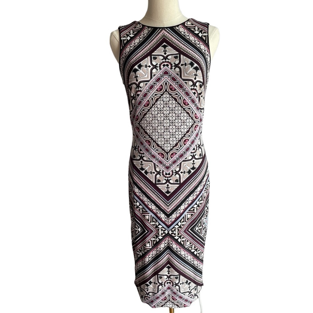WHBM Paisley Sheath Dress Sz S Sleeveless Fitted Below Knee Event Party Office